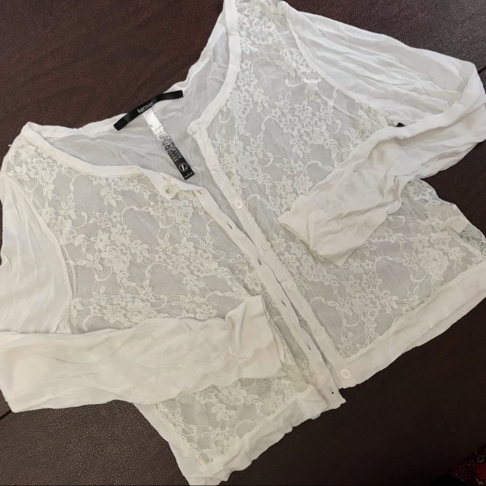 White Kensie Cardigan Sweater